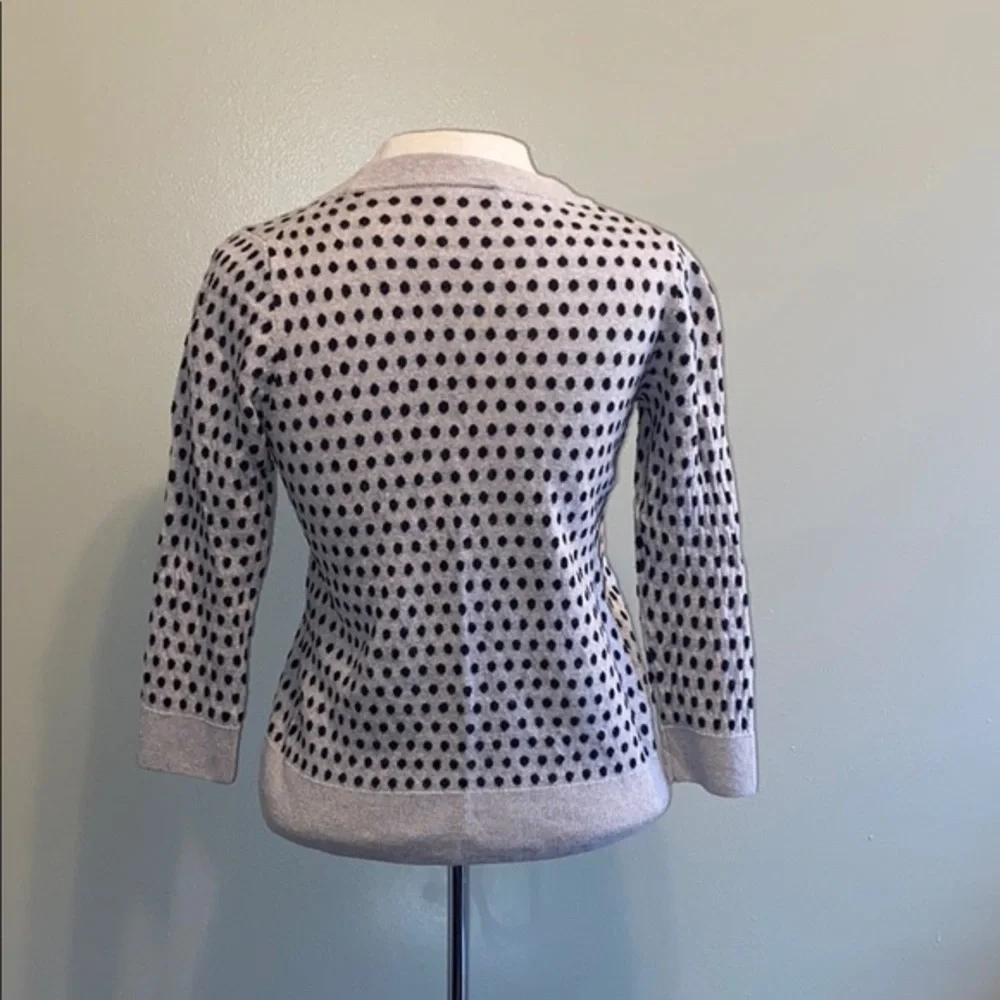 J.Crew polkadot long sleeve sweater gray and black merino wool small
